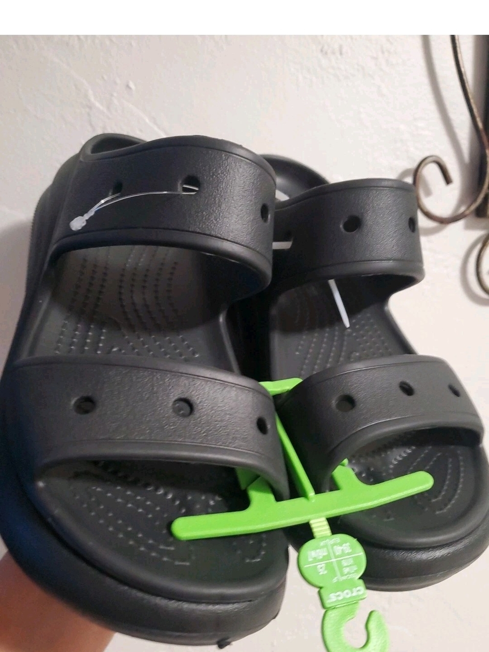 CROCS Womens  Black Two-Strap Sandals